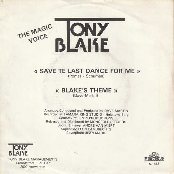 Tony Blake - Save The Last Dance For Me 40616 Vinyl Singles Vinyl Goed / Hoes Goed
