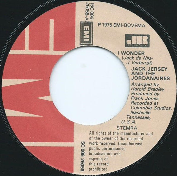 Jack Jersey And The Jordanaires - I Wonder Vinyl Singles Vinyl Goed / Hoes Tekst