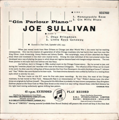 Joe Sullivan - Gin Parlour Piano 42626 Vinyl Singles Vinyl Goed / Hoes Goed