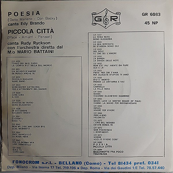 Edy Brando / Rudy Rickson - Poesia / Piccola Città 03917