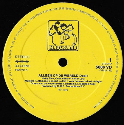 Hetty Blok, Coen Flink, Pieter Lutz - Alleen Op De Wereld (LP) Vinyl LP Vinyl Zeer Goed / Hoesje Goed "VINYLSINGLES.NL"
