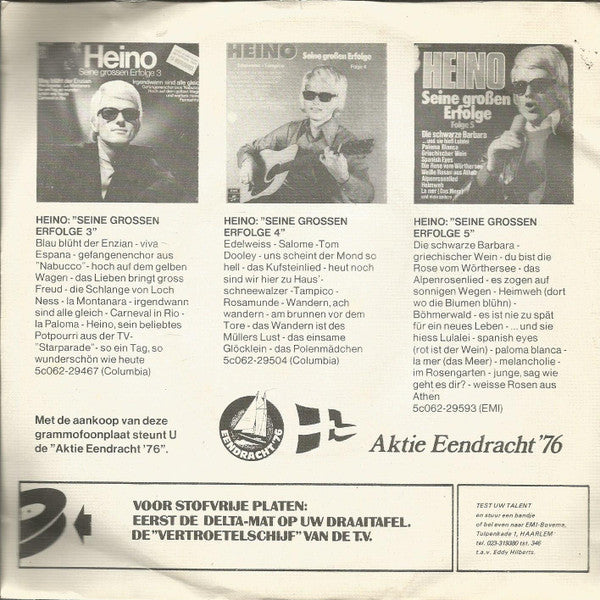 Heino - Wolken Wind En De Zee Vinyl Singles Vinyl Zeer Goed / Hoesje Goed "VINYLSINGLES.NL"