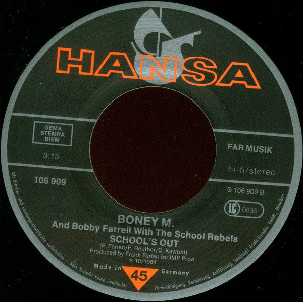 Boney M. And Bobby Farrell With The School-Rebels - Happy Song 43640 Vinyl Singles Vinyl Zeer Goed / Hoesje Goed "VINYLSINGLES.NL"