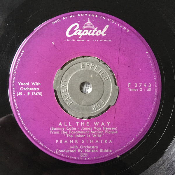 Frank Sinatra - All The Way 34577 Vinyl Singles Vinyl Zeer Goed / Hoesje Generic "VINYLSINGLES.NL"
