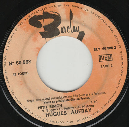 Hugues Aufray ‎- Adieu Monsieur Le Professeur Vinyl Singles Vinyl Zeer Goed / Hoesje Goed "VINYLSINGLES.NL"