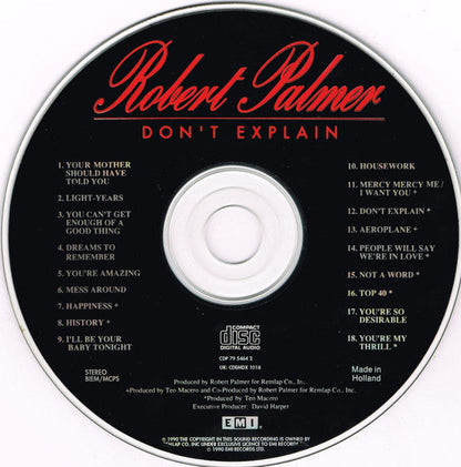Robert Palmer - Don't Explain (CD) 70751 Compact Disc Goede Staat