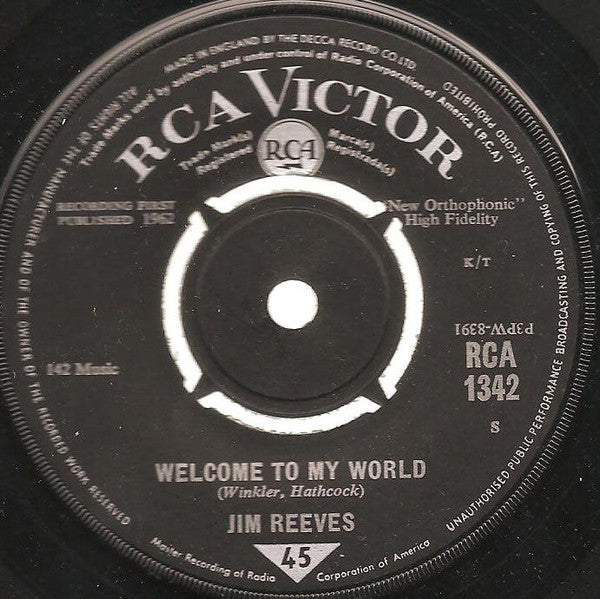 Jim Reeves - Welcome To My World 42232 Vinyl Singles Toevoegen Vinyl Goed / Hoes Generic