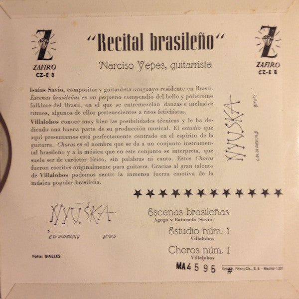 Narciso Yepes - Recital Brasileño 40403 Vinyl Singles Vinyl Goed / Hoes Goed