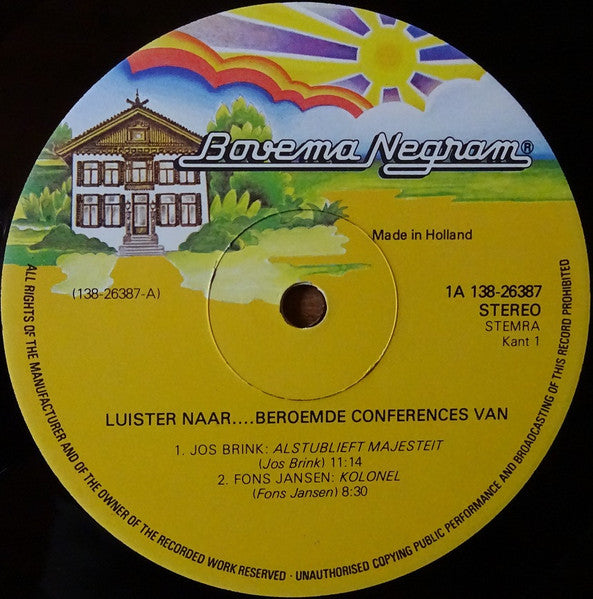 Various - Beroemde Conferences Van (LP) 42540 Vinyl LP JUKEBOXSINGLES.NL   