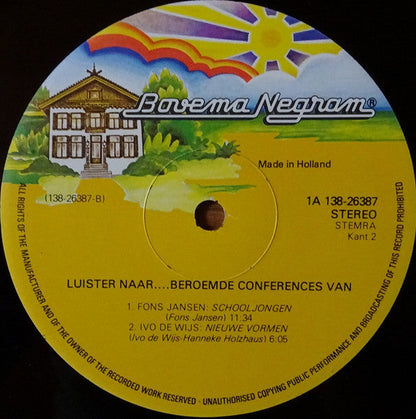 Various - Beroemde Conferences Van (LP) 42540 Vinyl LP JUKEBOXSINGLES.NL   