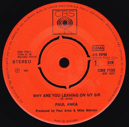 Paul Anka - Warum lehnen Sie sich an mich, Sir 32718 32717 37341