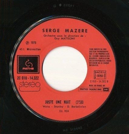 Serge Mazère - Juste Une Nuit 30943