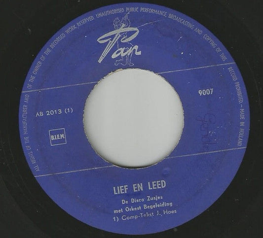 Disco Zusjes - Lief En Leed Vinyl Singles Vinyl Zeer Goed / Hoesje Generic "VINYLSINGLES.NL"