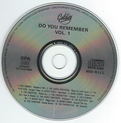 Various - Do You Remember Vol. 1 (CD) 70431 Compact Disc Goede Staat