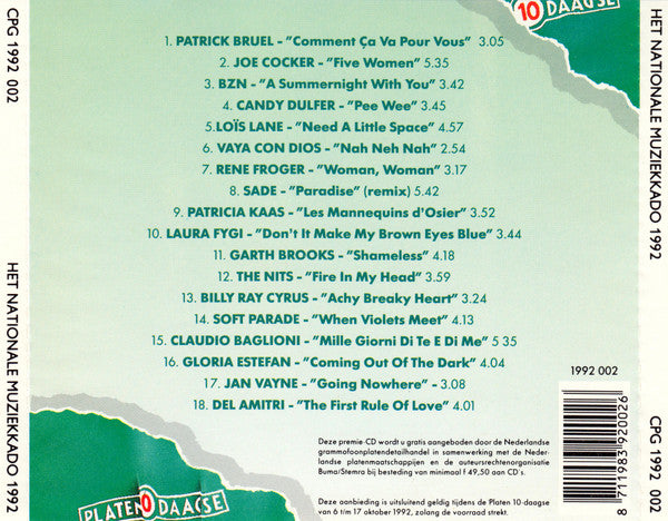 Various - Het Nationale Muziekkado 1992 (CD) 70587 Compact Disc Goede Staat