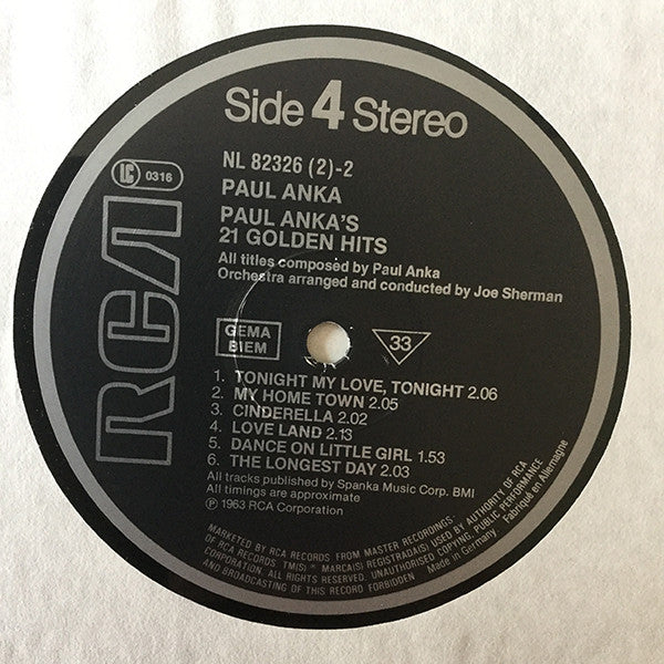 Paul Anka - 21 Golden Hits (LP) 48541 Vinyl LP JUKEBOXSINGLES.NL   