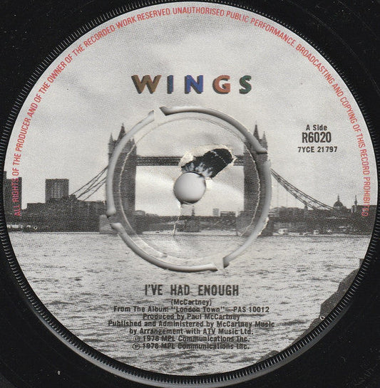 Wings - I've Had Enough 42136 Vinyl Singles Vinyl Goed / Hoes Generic