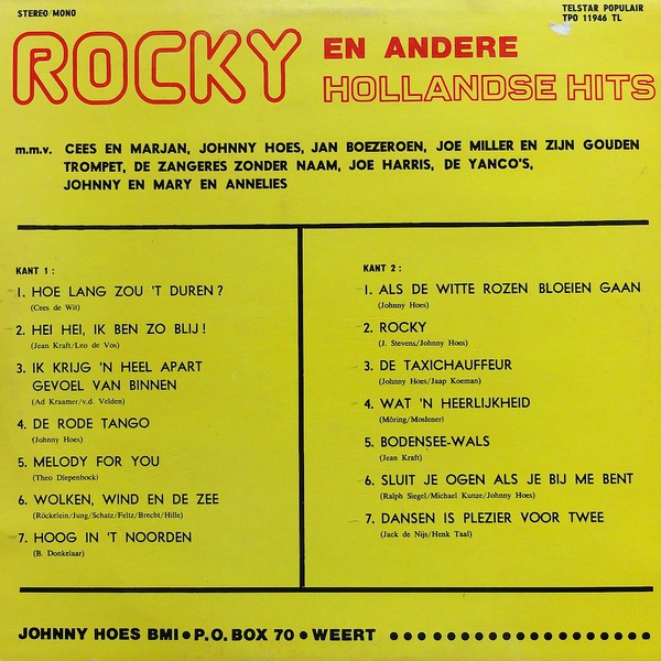 Various - Rocky En Andere Hollandse Hits (LP) 46425 Vinyl LP JUKEBOXSINGLES.NL   