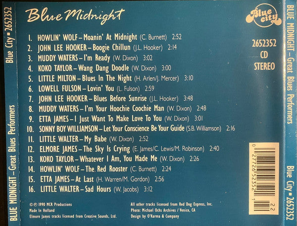 Various - Blue Midnight - Great Blues Performers (CD) 70471 Compact Disc Goede Staat