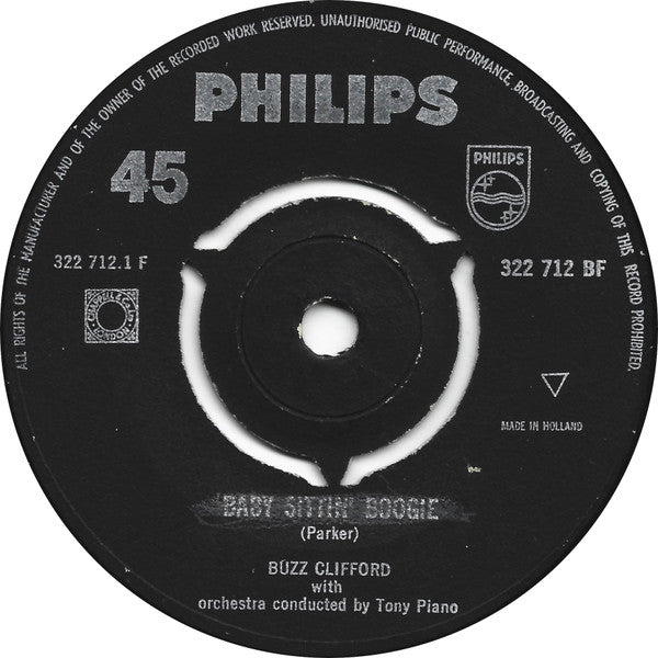 Buzz Clifford - Baby Sittin' Boogie Vinyl Singles Vinyl Zeer Goed / Hoesje Generic "VINYLSINGLES.NL"