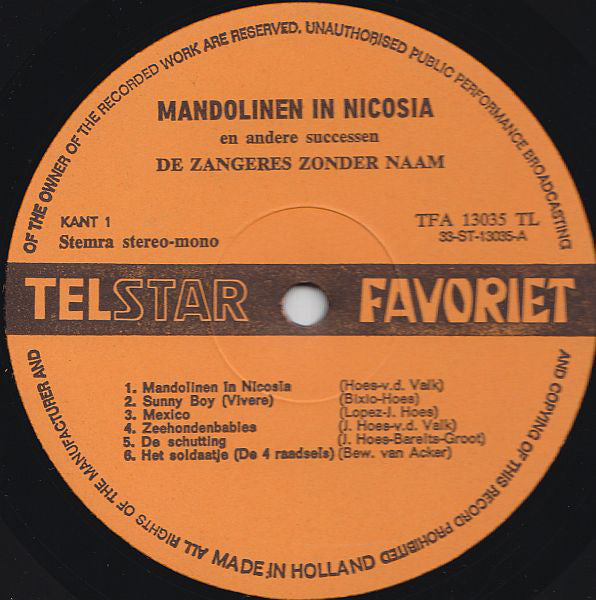 Singer Without Name - Mandolins In Nicosia (LP) 43706