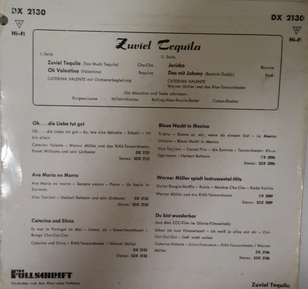 Caterina Valente - Zuviel Tequila 41417 Vinyl Singles EP Vinyl Goed / Hoes Redelijk