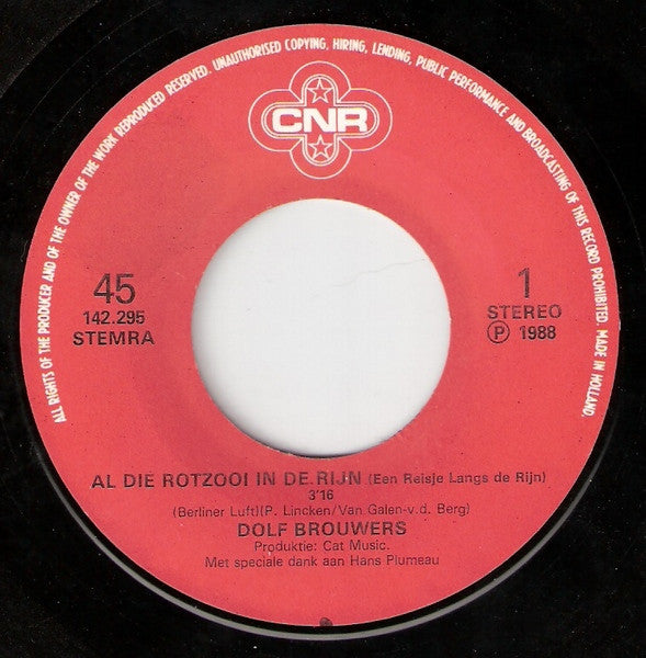 Dolf Brouwers - Al Die Rotzooi In De Rijn 33279 Vinyl Singles Vinyl Zeer Goed / Hoesje Goed "VINYLSINGLES.NL"