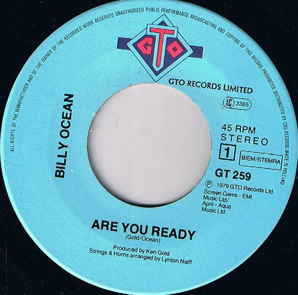 Billy Ocean - Are You Ready 36286 Vinyl Singles Vinyl Zeer Goed / Hoesje Goed "VINYLSINGLES.NL"
