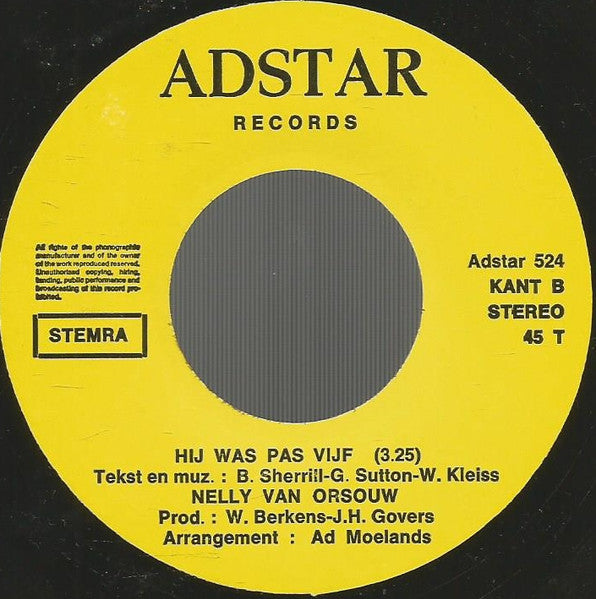 Nelly Van Orsouw - Mijn Niemandskind 15463 Vinyl Singles Vinyl Goed / Hoes Goed