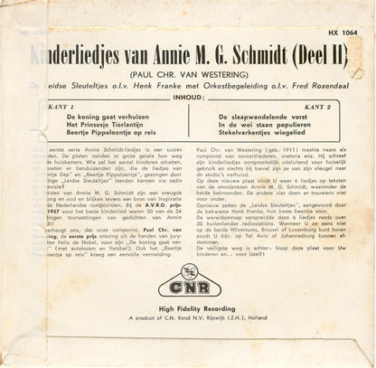 Leidse Sleuteltjes - Kinderliedjes Van Annie M.G. Schmidt (Deel II) 42589 Vinyl Singles EP Vinyl Goed / Hoes Goed