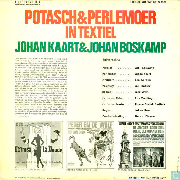 Toneelgezelschap Johan Kaart, Johan Boskamp, Johan Kaart - Potasch & Perlemoer In Textiel (LP) 48439 Vinyl LP JUKEBOXSINGLES.NL   