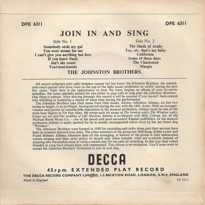 Johnston Brothers - Join In And Sing 42639 Vinyl Singles EP Vinyl Goed / Hoes Goed