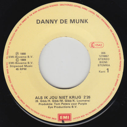 Danny de Munk - Als Ik Jou Niet Krijg 33980 Vinyl Singles Vinyl Zeer Goed / Hoesje Goed "VINYLSINGLES.NL"