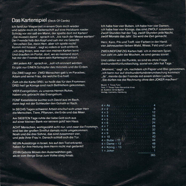 Bruce Low - Das Kartenspiel (Deck Of Cards) 41002 Vinyl Singles Vinyl Goed / Hoes Goed