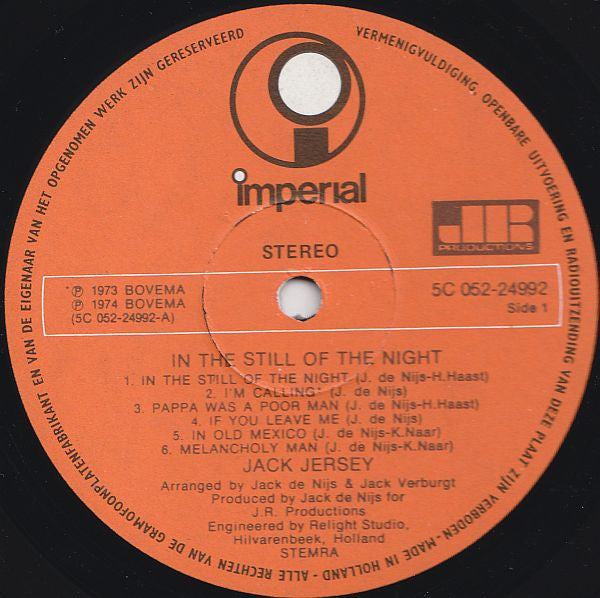 Jack Jersey - In The Still Of The Nigh (LP) 51496 Vinyl LP Vinyl Goed / Hoes Goed