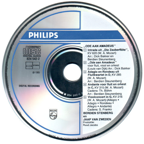 Berdien Stenberg & Jaap van Zweden - Ode Aan Amadeus (CD) 70923 Compact Disc Goede Staat