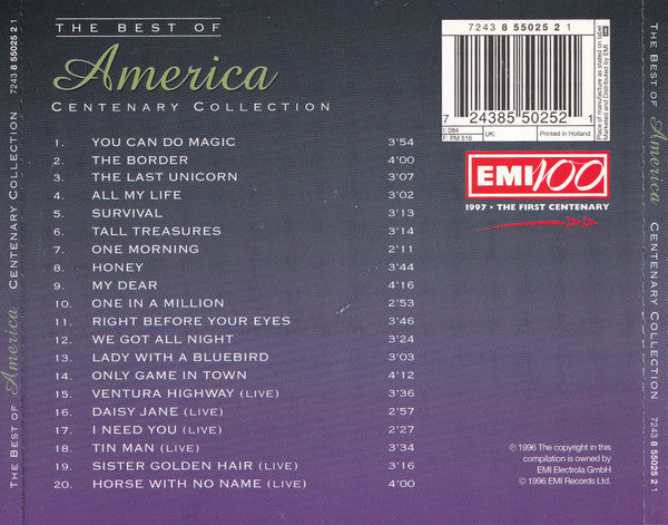 America - The Best Of America (CD) 70106 Compact Disc /   