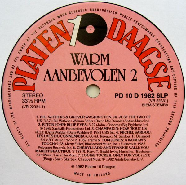 Various - Warm Aanbevolen 1982 (LP) 44308 Vinyl LP JUKEBOXSINGLES.NL   