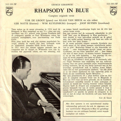 Cor de Groot, Klaas Van Beeck And His Orchestra - Rhapsody In Blue Vinyl Singles Vinyl Zeer Goed / Hoesje Goed "VINYLSINGLES.NL"