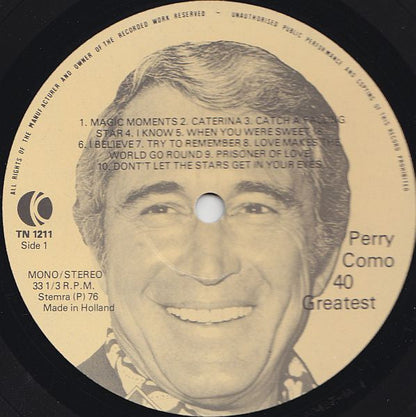 Perry Como - 40 Greatest (LP) 49414 Vinyl LP Dubbel JUKEBOXSINGLES.NL   