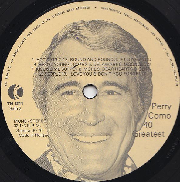 Perry Como - 40 Greatest (LP) 48036 Vinyl LP Dubbel JUKEBOXSINGLES.NL   