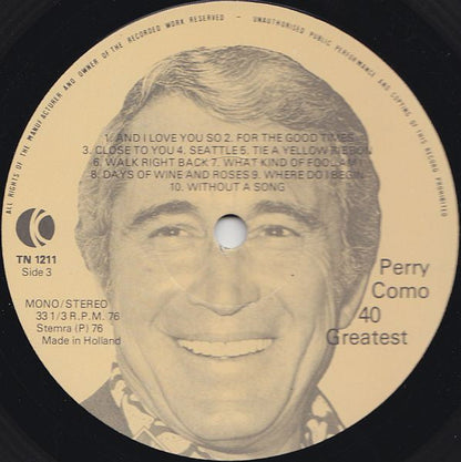 Perry Como - 40 Greatest (LP) 48036 Vinyl LP Dubbel JUKEBOXSINGLES.NL   