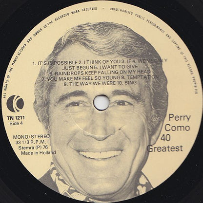 Perry Como - 40 Greatest (LP) 48036 Vinyl LP Dubbel JUKEBOXSINGLES.NL   