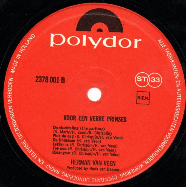 Herman van Veen - Voor Een Verre Prinses (LP) 51129 Vinyl LP Vinyl Zeer Goed / Hoesje Goed "VINYLSINGLES.NL"