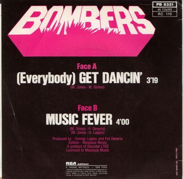 Bombers - (Everybody) Get Dancin' Vinyl Singles Vinyl Zeer Goed / Hoesje Sticker "VINYLSINGLES.NL"