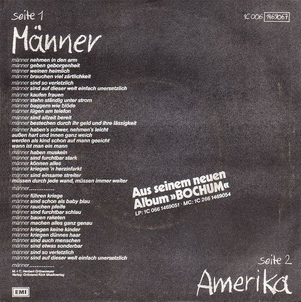 Herbert Grönemeyer - Männer Vinyl Singles Vinyl Zeer Goed / Hoesje Goed "VINYLSINGLES.NL"
