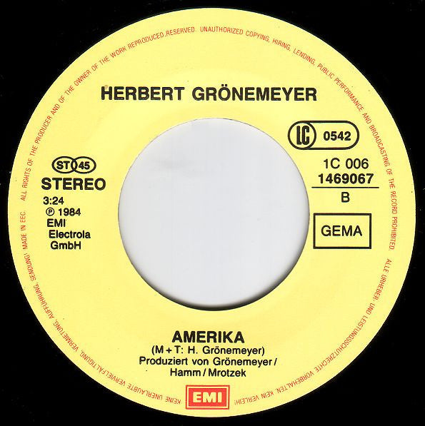 Herbert Grönemeyer - Männer Vinyl Singles Vinyl Zeer Goed / Hoesje Goed "VINYLSINGLES.NL"