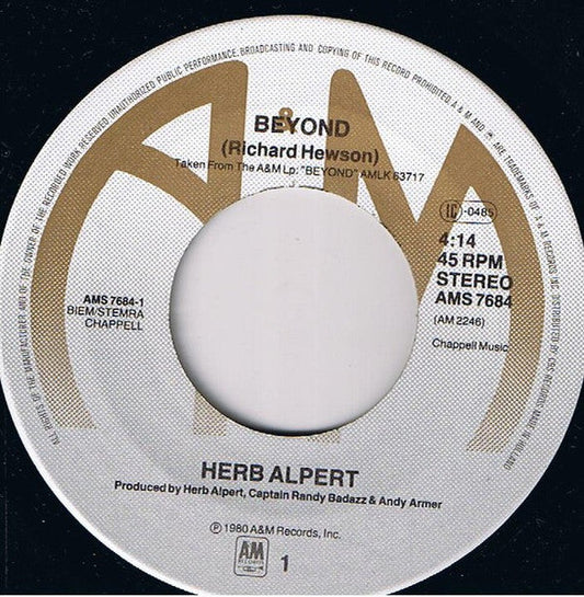 Herb Alpert - Beyond Vinyl Singles Vinyl Zeer Goed / Hoesje Generic "VINYLSINGLES.NL"