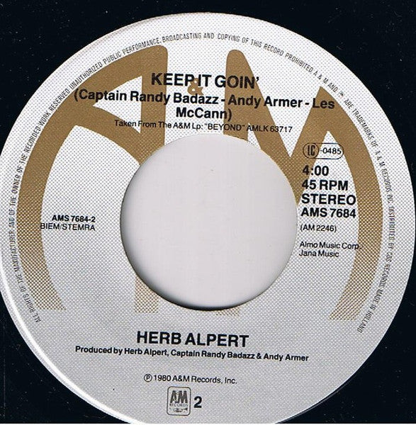 Herb Alpert - Beyond Vinyl Singles Vinyl Zeer Goed / Hoesje Generic "VINYLSINGLES.NL"