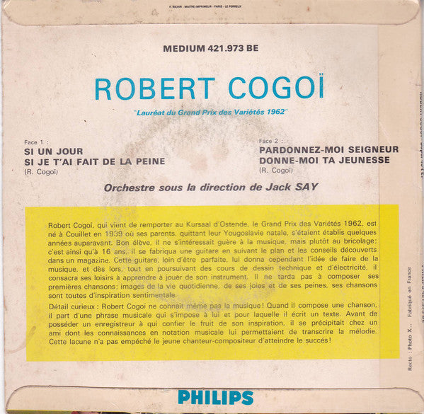 Robert Cogoi - Lauréat Du Grand Prix Des Variétés 1962 42425 Vinyl Singles EP Vinyl Goed / Hoes Goed
